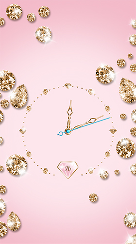 Horloge d'or et de diamant  - télécharger gratuit un fond d'écran animé Avec l'heure pour le portable.