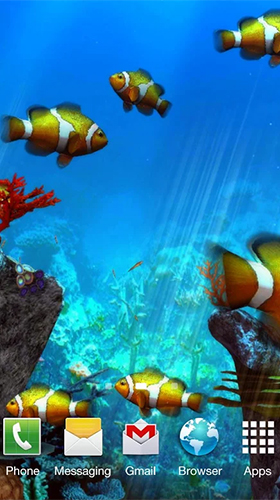 Télécharger Aquarium avec les amphiprions 3D , fond d'écran animé gratuit pour Android sur le bureau. 