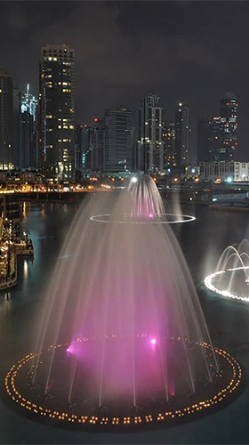 Télécharger Fontaine de Dubai , fond d'écran animé gratuit pour Android sur le bureau. 