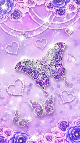 Télécharger Papillon violet de diamants , fond d'écran animé gratuit pour Android sur le bureau. 