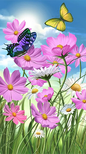La capture d'écran Eté: Fleurs et papillons   pour le portable et la tablette.