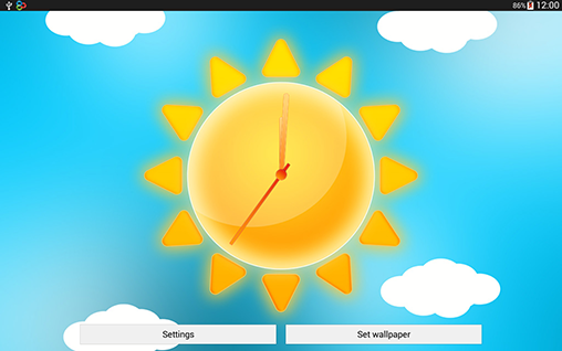 La capture d'écran Horloge avec la prévision météo de soleil pour le portable et la tablette.